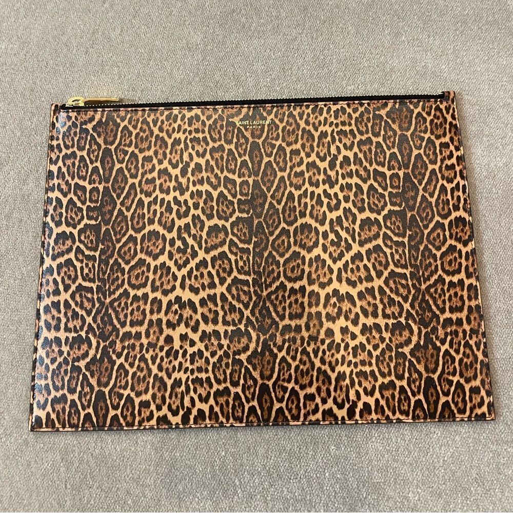 Saint Laurent leopard clutch.